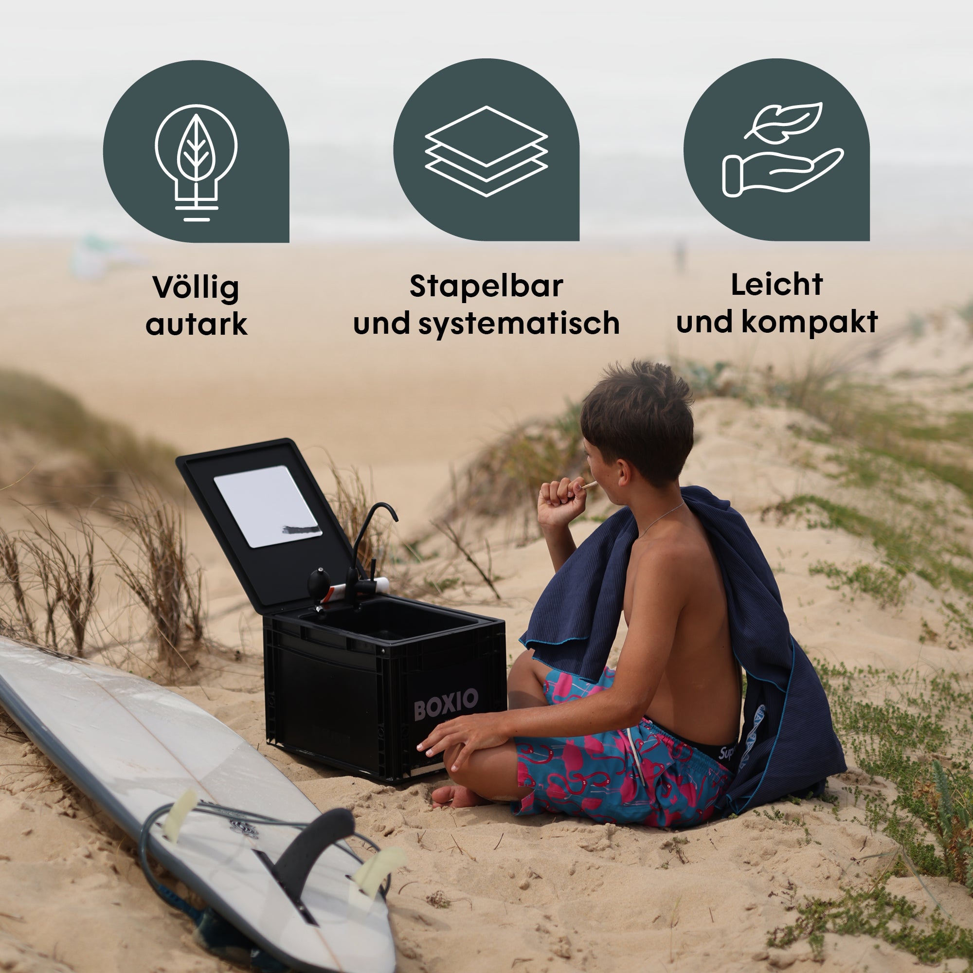 BOXIO WASH XL Max+ I XL-Campingwaschbecken mit Wasserfilter