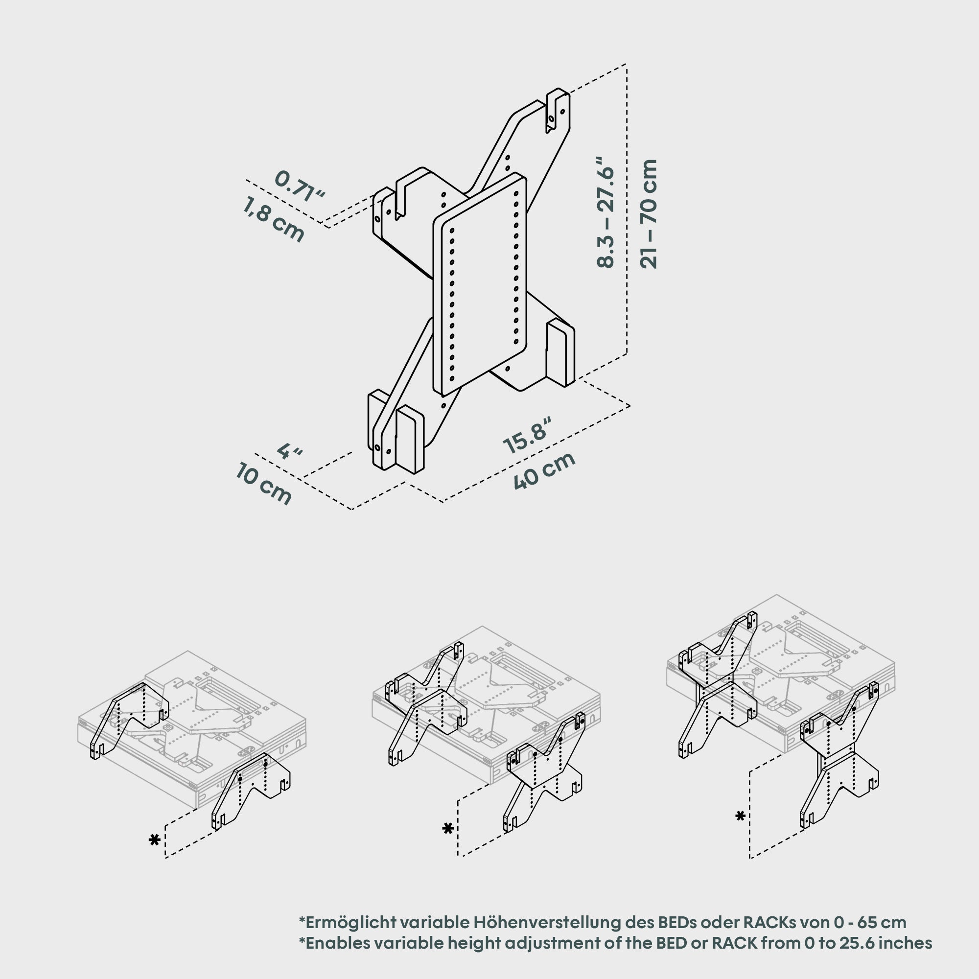BOXIO RACK FOOT I Höhenverstellbarer Fuß