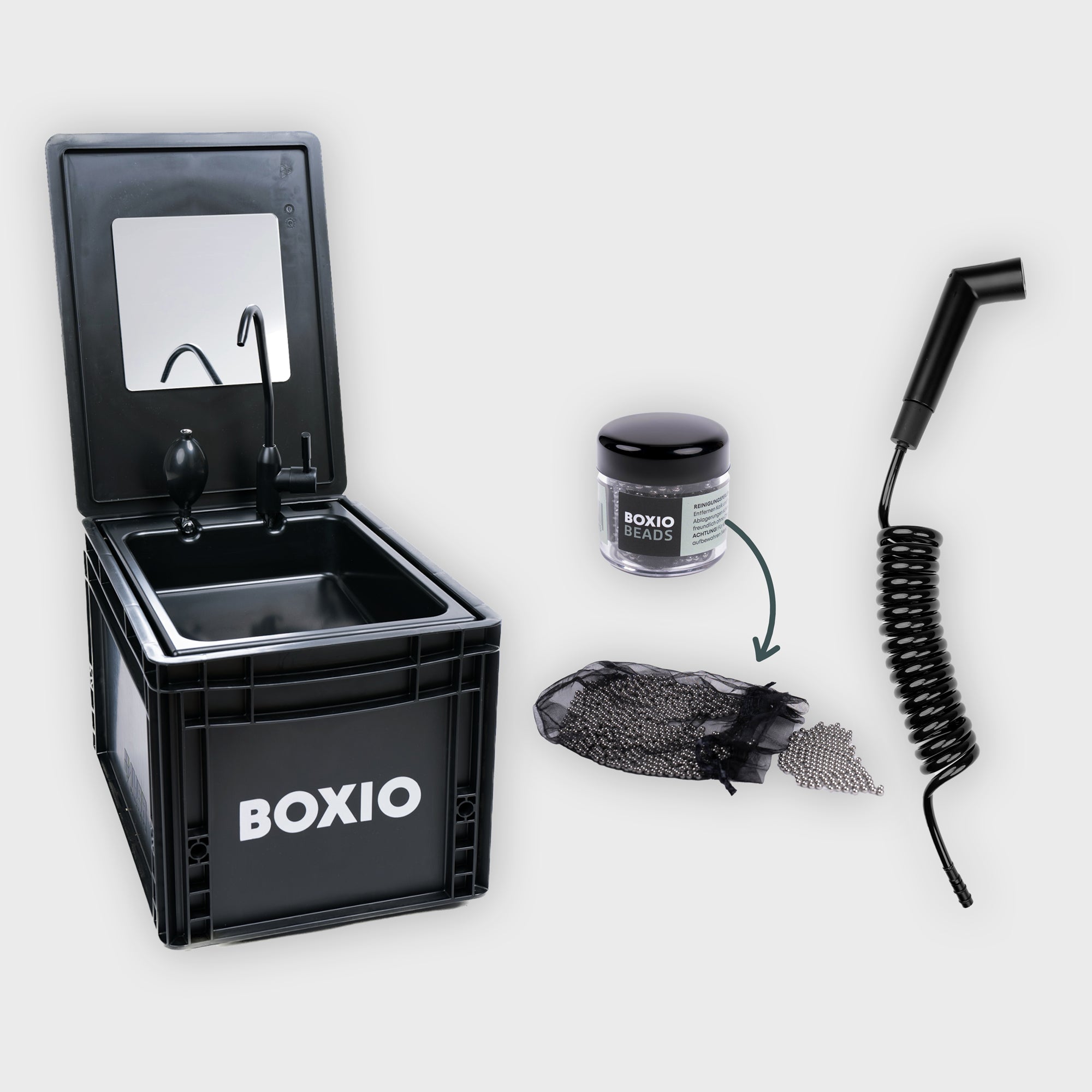 Mobiles Waschbecken mit Campingdusche