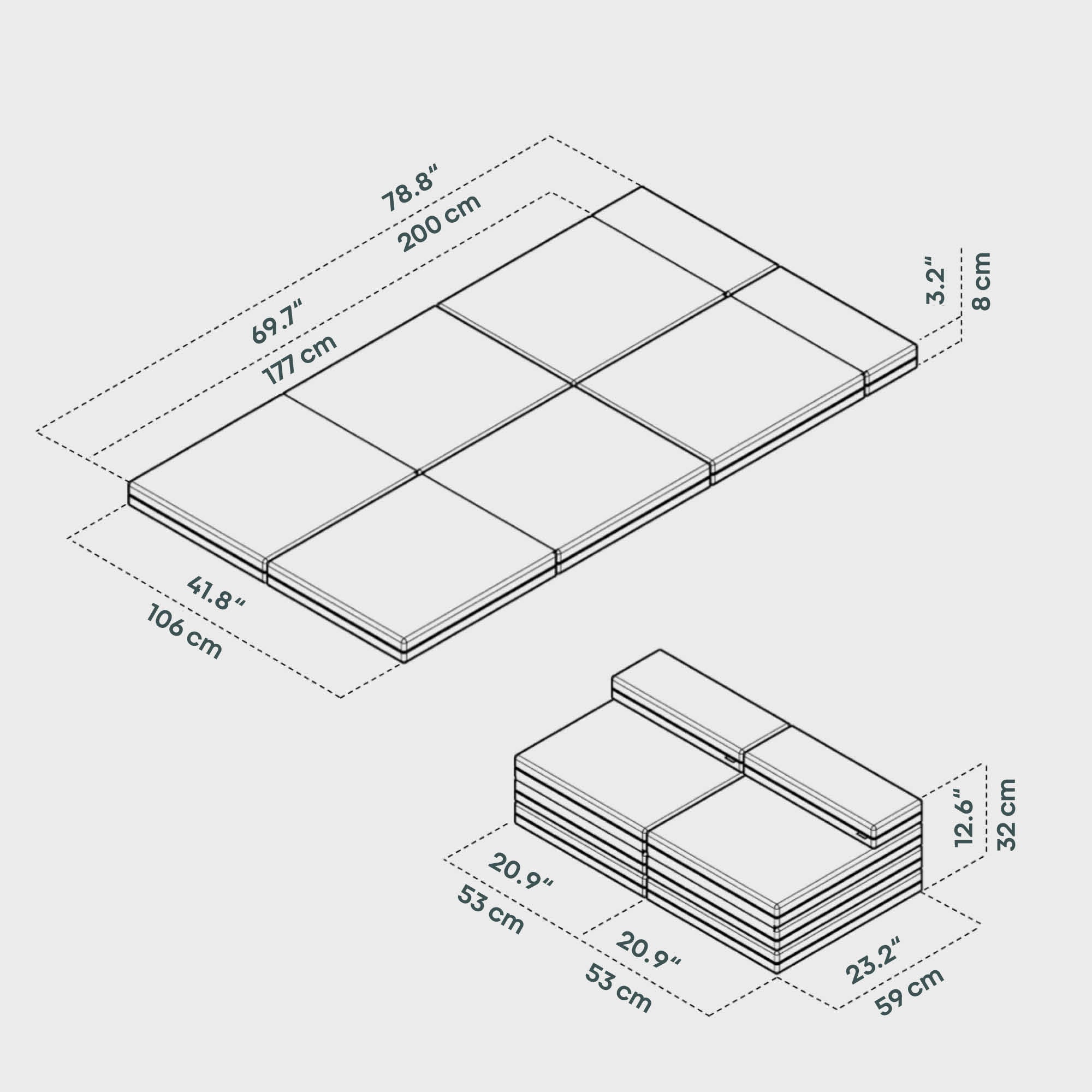 BOXIO RACK SLEEP 106 x 200 cm I Klappmatratzen