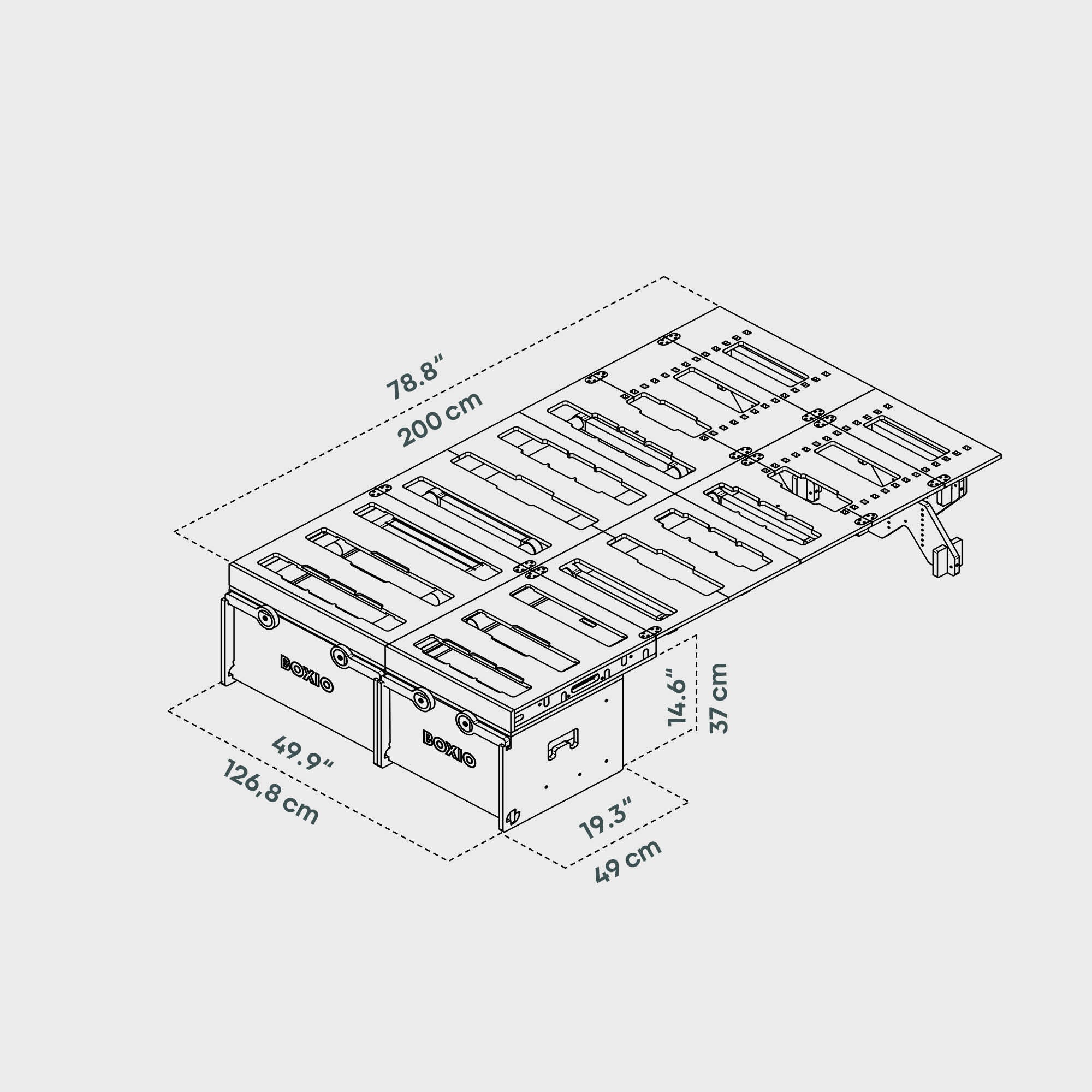 BOXIO RACK BOX + BED BUNDLE XL I Modular camping box
