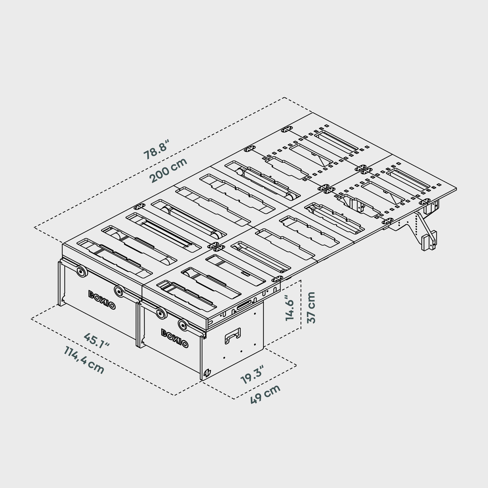 BOXIO RACK BUNDLE L I Modulare Campingbox Van